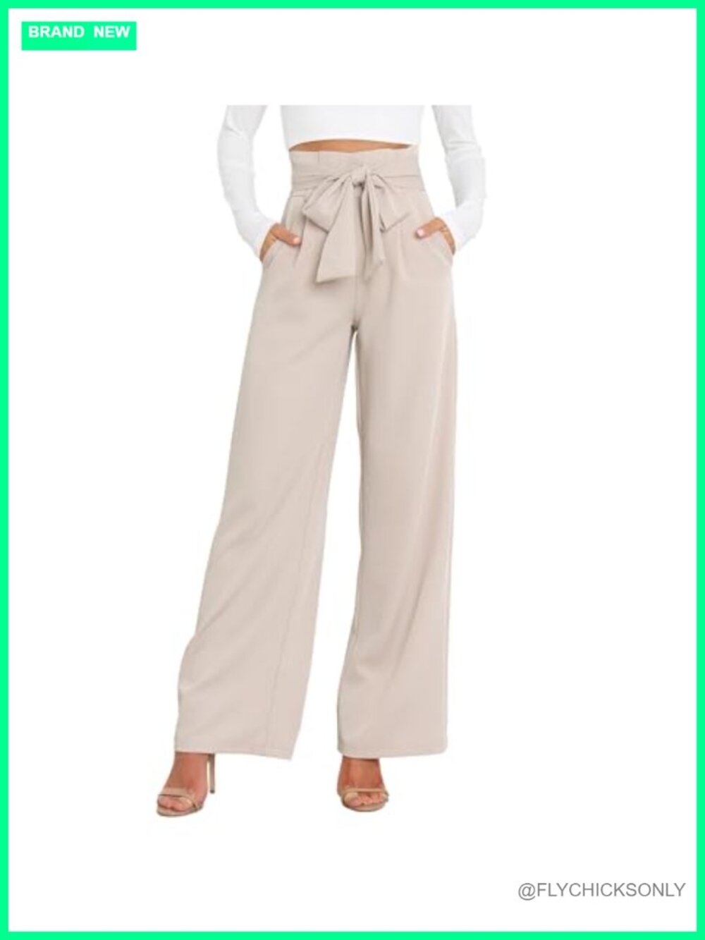 High Waisted Wide Leg Pleated Palazzo Pants with Waist Tie
